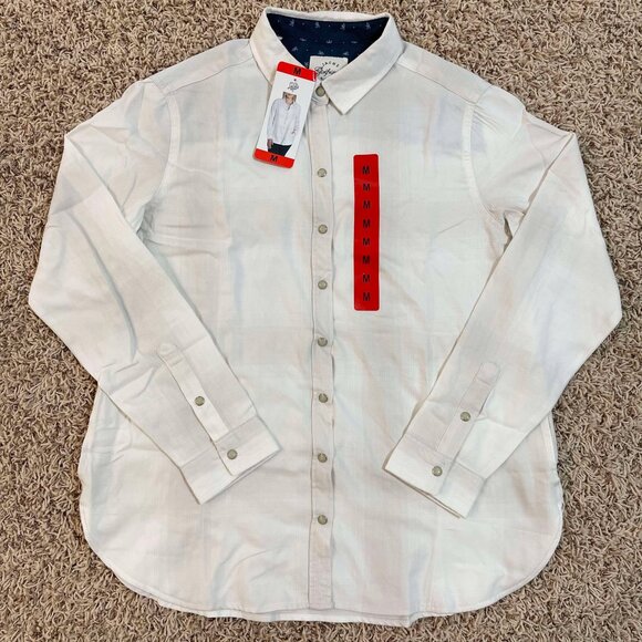 Jachs Girlfriend Women's Long Sleeve Soft Flannel Shirt White, Size Medium (New) - Picture 1 of 13